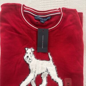 Tommy Hilfiger Red Crewneck Sweater with Dog Motif M
